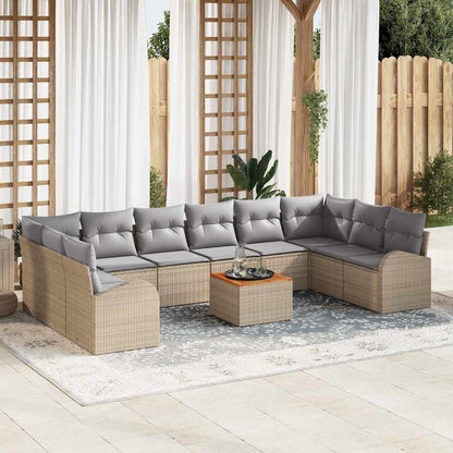 Set Divano da Giardino 11 pcs Beige e Grigio Chiaro polyrattan