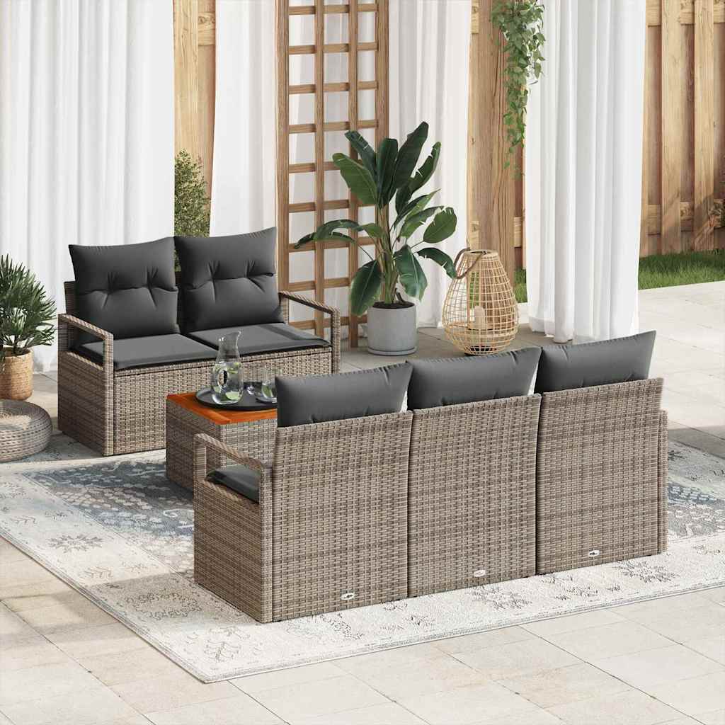 Set Divano da Giardino 6 pcs Grigio polyrattan