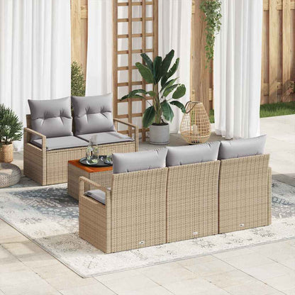 Set Divano da Giardino 6 pcs Beige e grigio chiaro polyrattan