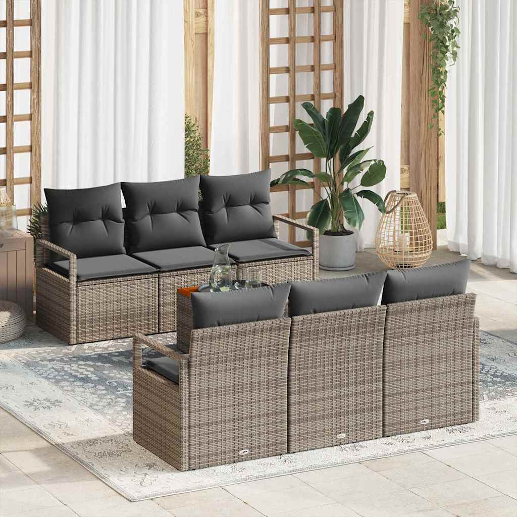 Set Divano da Giardino 7 pcs Grigio polyrattan