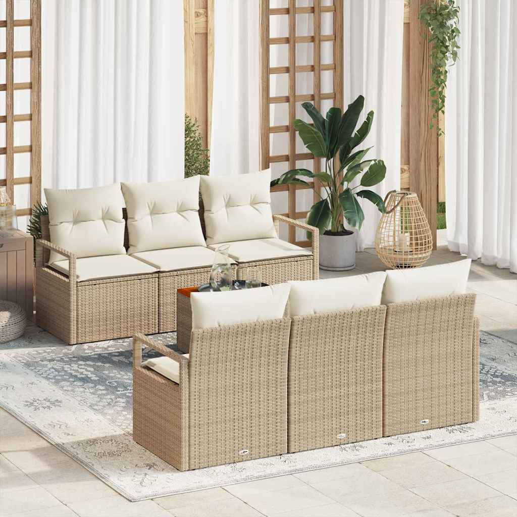 Set Divano da Giardino 7 pcs Beige e Crema polyrattan