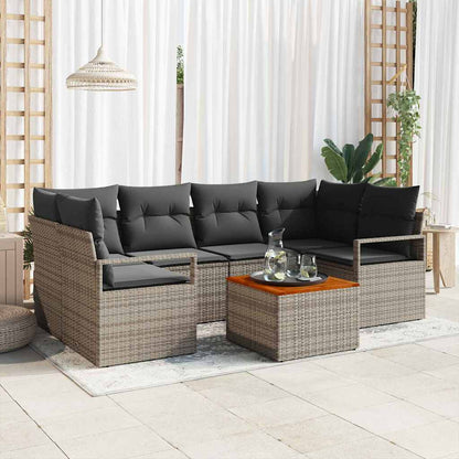 Set Divano da Giardino 7 pcs Grigio polyrattan
