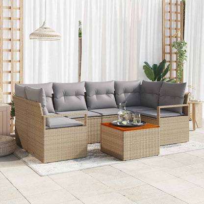 Set Divano da Giardino 7 pcs Beige e grigio chiaro polyrattan