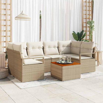 Set Divano da Giardino 7 pcs Beige e Crema polyrattan