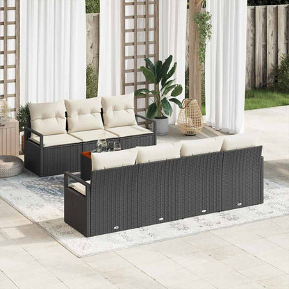 Set Divano da Giardino 8 pcs Nero e Crema polyrattan