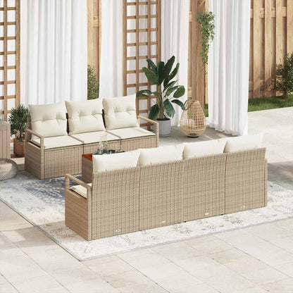 Set Divano da Giardino 8 pcs Beige e Crema polyrattan