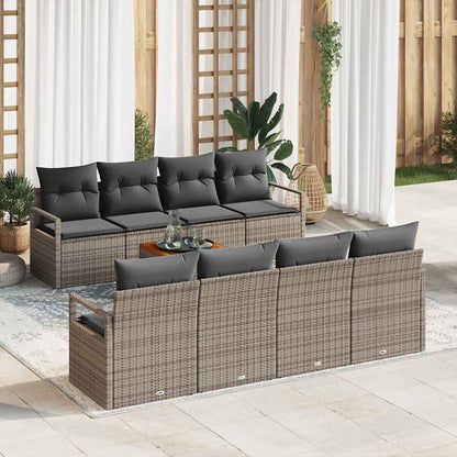 Set Divano da Giardino 9 pcs Grigio polyrattan