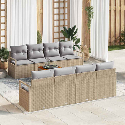 Set Divano da Giardino 9 pcs beige e grigio chiaro polyrattan