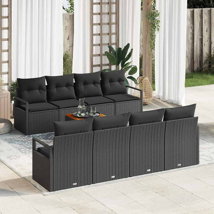 Set Divano da Giardino con archiviazione 9 pcs Nero polyrattan