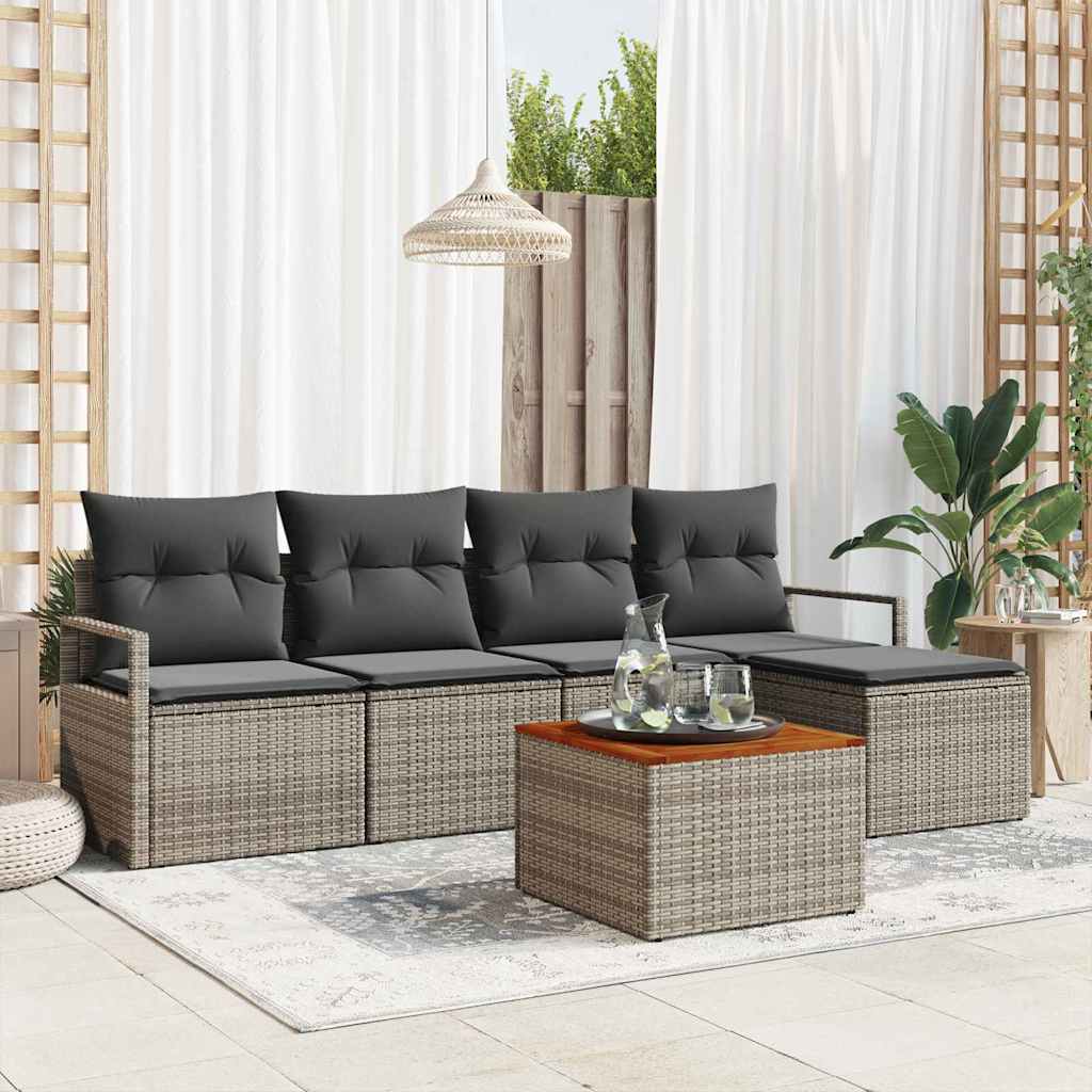 Set Divano da Giardino 6 pcs Grigio polyrattan