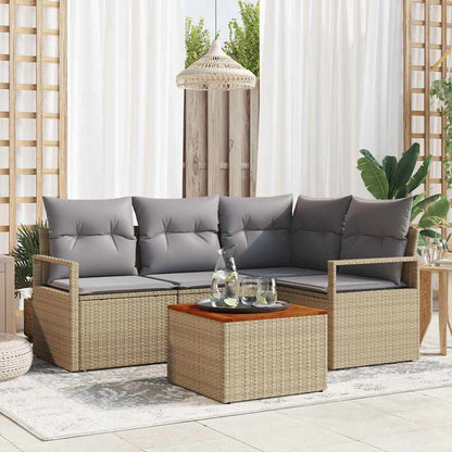 Set Divano da Giardino 5 pcs Beige e grigio chiaro polyrattan
