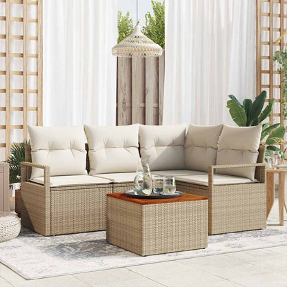 Set Divano da Giardino 5 pcs Beige e Crema polyrattan