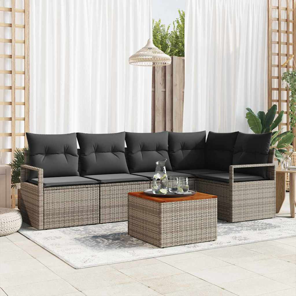 Set Divano da Giardino 6 pcs Grigio polyrattan