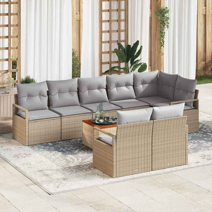 Set Divano da Giardino 9 pcs beige e grigio chiaro polyrattan