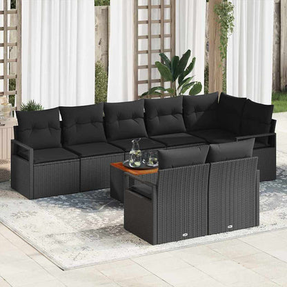 Set Divano da Giardino con archiviazione 9 pcs Nero polyrattan