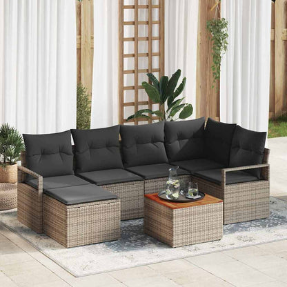 Set Divano da Giardino 7 pcs Grigio polyrattan