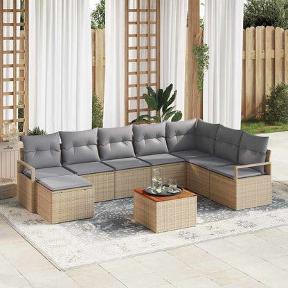 Set Divano da Giardino 8 pcs Beige e Grigio Chiaro polyrattan