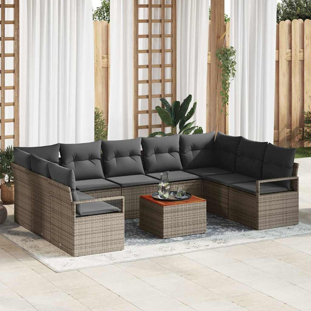 Set Divano da Giardino 10 pcs Grigio polyrattan