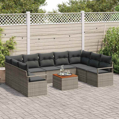 Set Divano da Giardino 10 pcs Grigio polyrattan