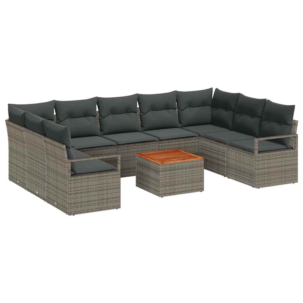 Set Divano da Giardino 10 pcs Grigio polyrattan