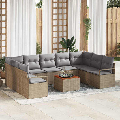 Set Divano da Giardino 10 pcs beige e grigio chiaro polyrattan