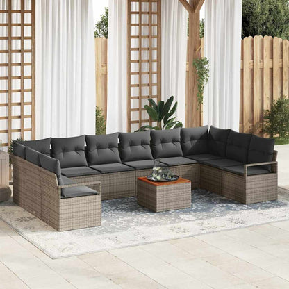 Set Divano da Giardino 11 pcs Grigio polyrattan
