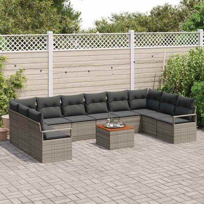Set Divano da Giardino 11 pcs Grigio polyrattan