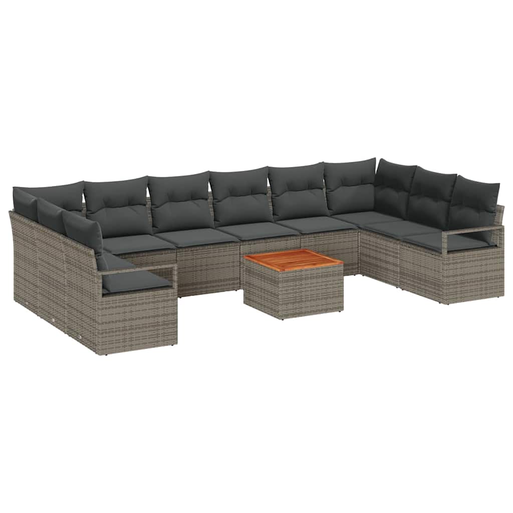 Set Divano da Giardino 11 pcs Grigio polyrattan