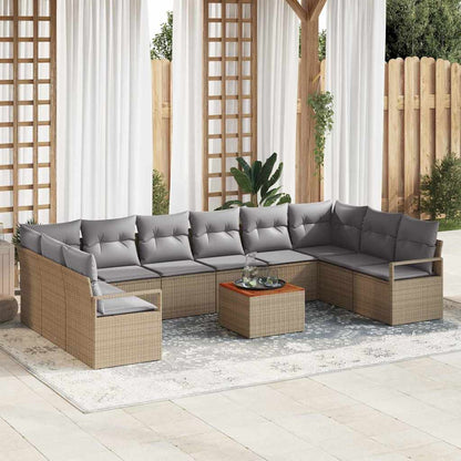 Set Divano da Giardino 11 pcs Beige e Grigio Chiaro polyrattan