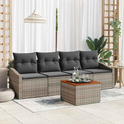 Set Divano da Giardino 5 pcs Grigio polyrattan