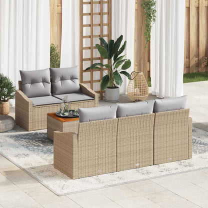 Set Divano da Giardino 6 pcs Beige e grigio chiaro polyrattan