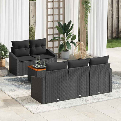 Set Divano da Giardino con archiviazione 6 pcs Nero polyrattan