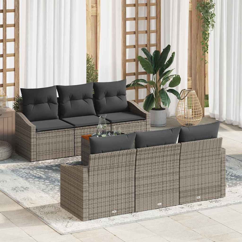 Set Divano da Giardino 7 pcs Grigio polyrattan
