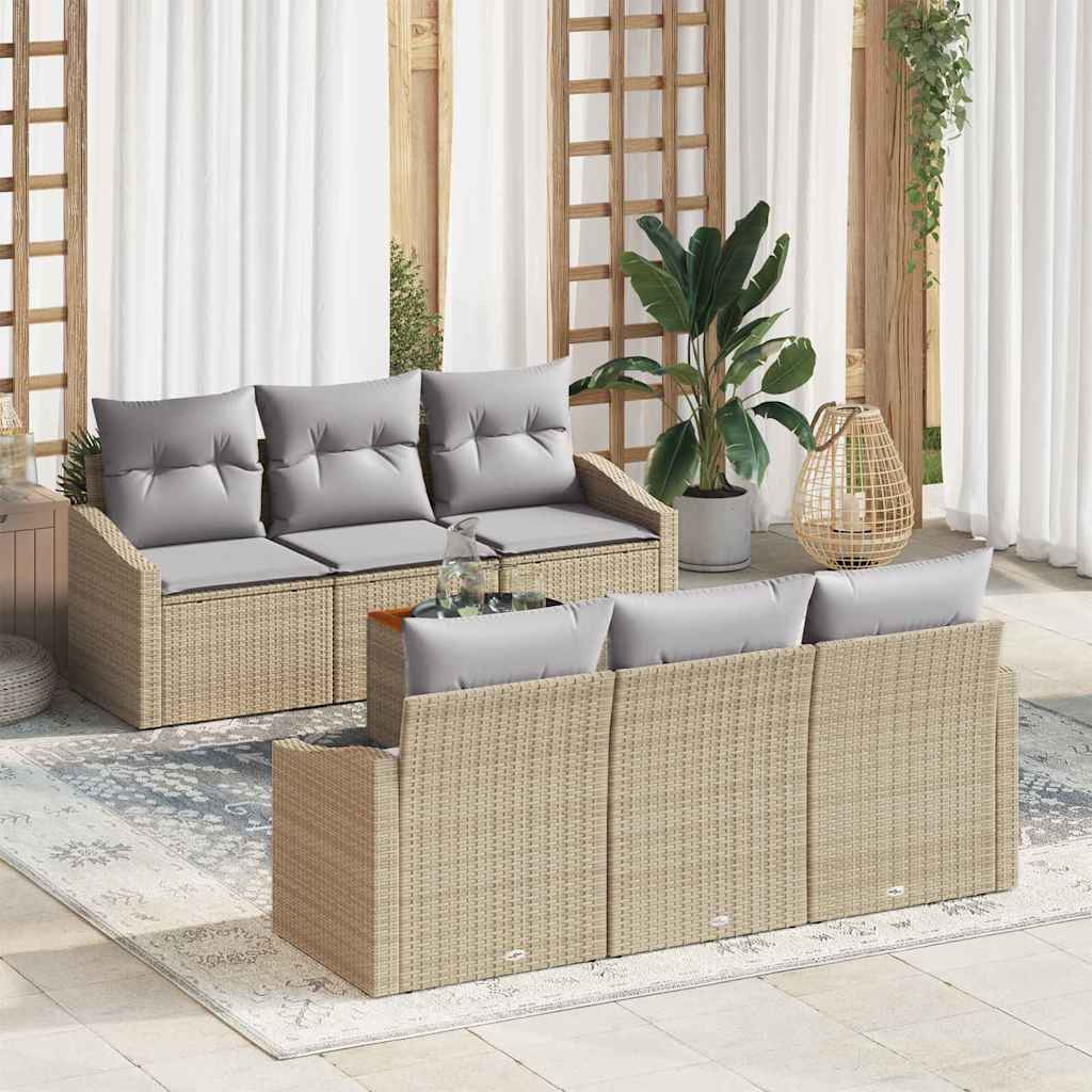 Set Divano da Giardino 7 pcs Beige e grigio chiaro polyrattan