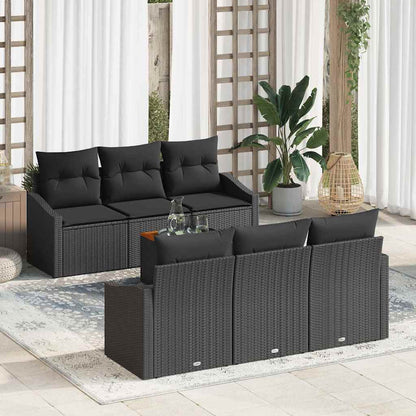 Set Divano da Giardino con archiviazione 7 pcs Nero polyrattan