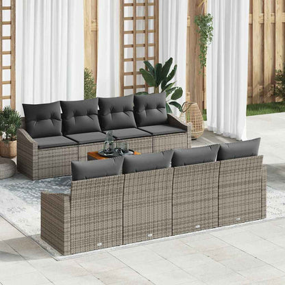 Set Divano da Giardino 9 pcs Grigio polyrattan