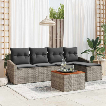 Set Divano da Giardino 6 pcs Grigio polyrattan