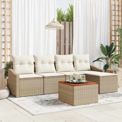 Set Divano da Giardino 6 pcs Beige e Crema polyrattan