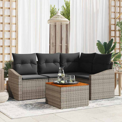 Set Divano da Giardino 5 pcs Grigio polyrattan