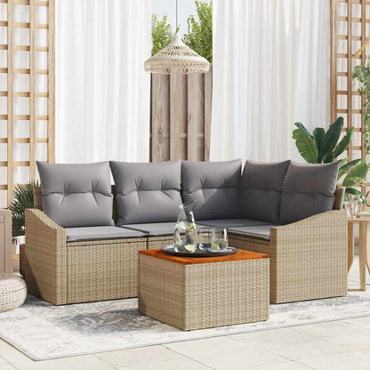 Set Divano da Giardino 5 pcs Beige e grigio chiaro polyrattan