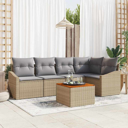 Set Divano da Giardino 6 pcs Beige e grigio chiaro polyrattan