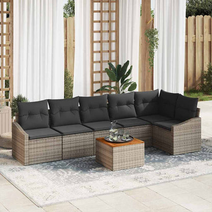 Set Divano da Giardino 7 pcs Grigio polyrattan