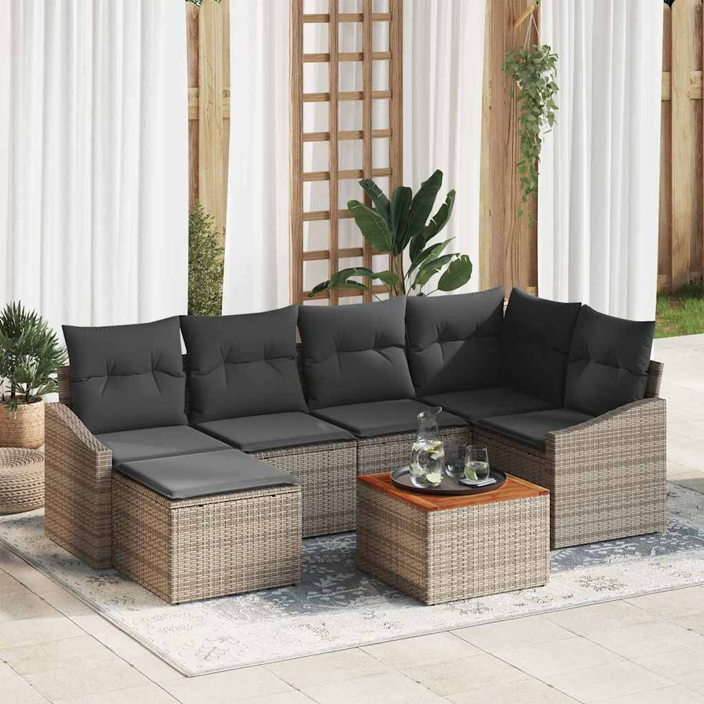 Set Divano da Giardino 7 pcs Grigio polyrattan