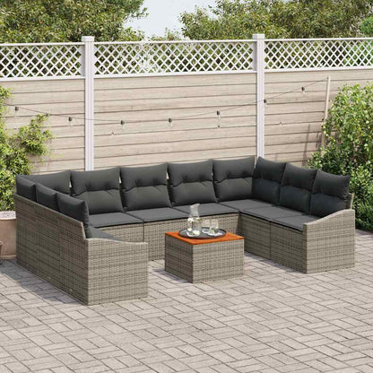 Set Divano da Giardino 10 pcs Grigio polyrattan