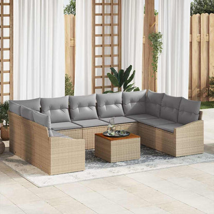 Set Divano da Giardino 10 pcs beige e grigio chiaro polyrattan