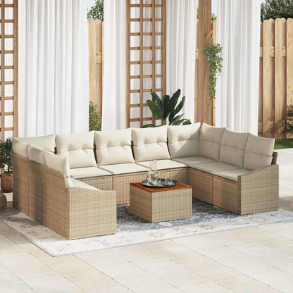 Set Divano da Giardino 10 pcs Beige e Crema polyrattan