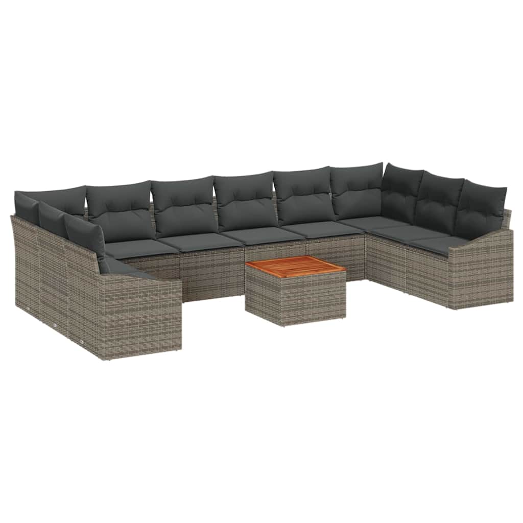 Set Divano da Giardino 11 pcs Grigio polyrattan