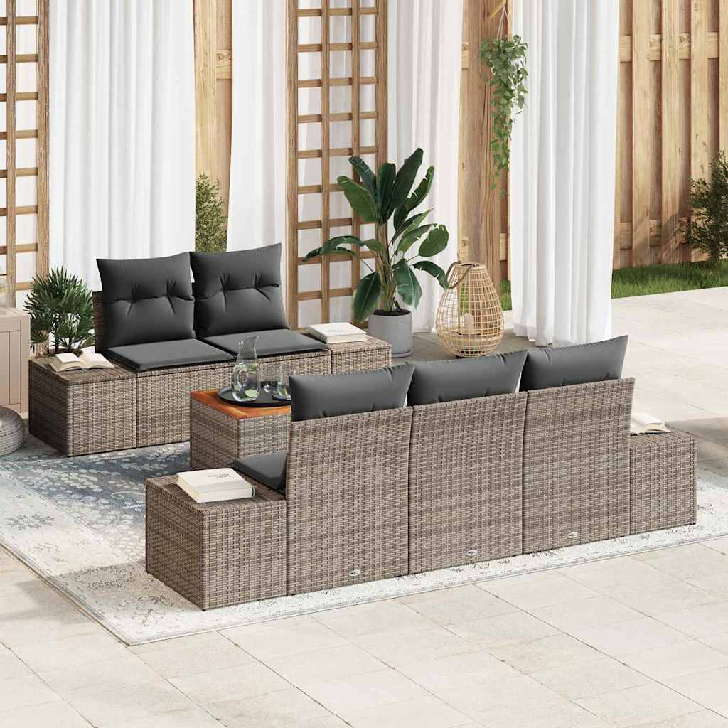 Set Divano da Giardino 6 pcs Grigio polyrattan