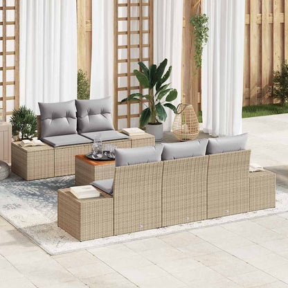 Set Divano da Giardino 6 pcs Beige e grigio chiaro polyrattan
