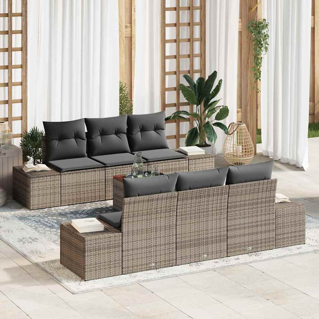 Set Divano da Giardino 7 pcs Grigio polyrattan